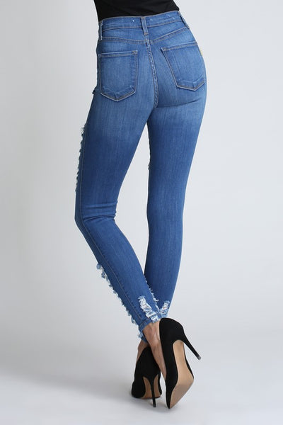 PAIGE DISTRESSED/SHREDDED JEANS
